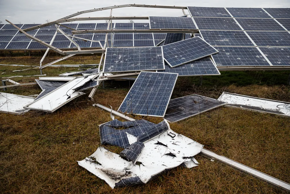 Tryfonivska SPP, solar panels, restoring