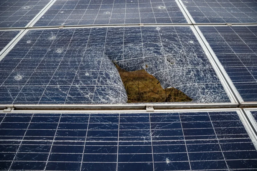 Tryfonivska SPP, solar panels, restoring
