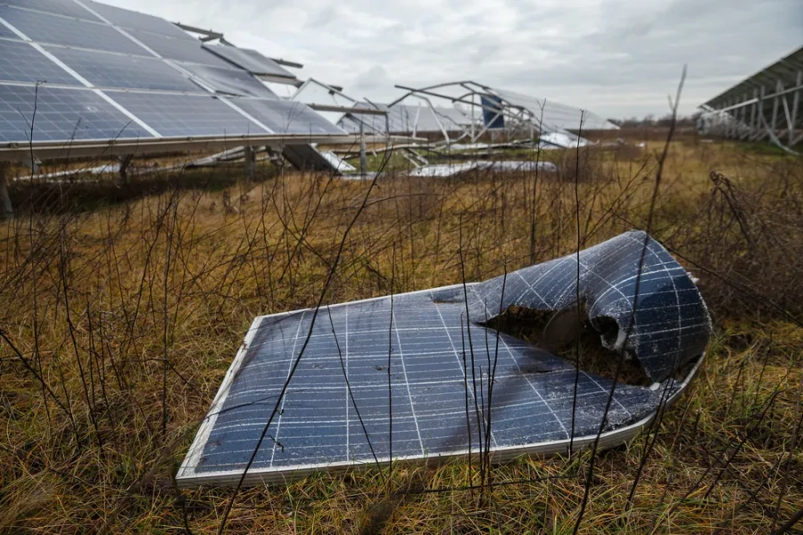 Tryfonivska SPP, solar panels, restoring