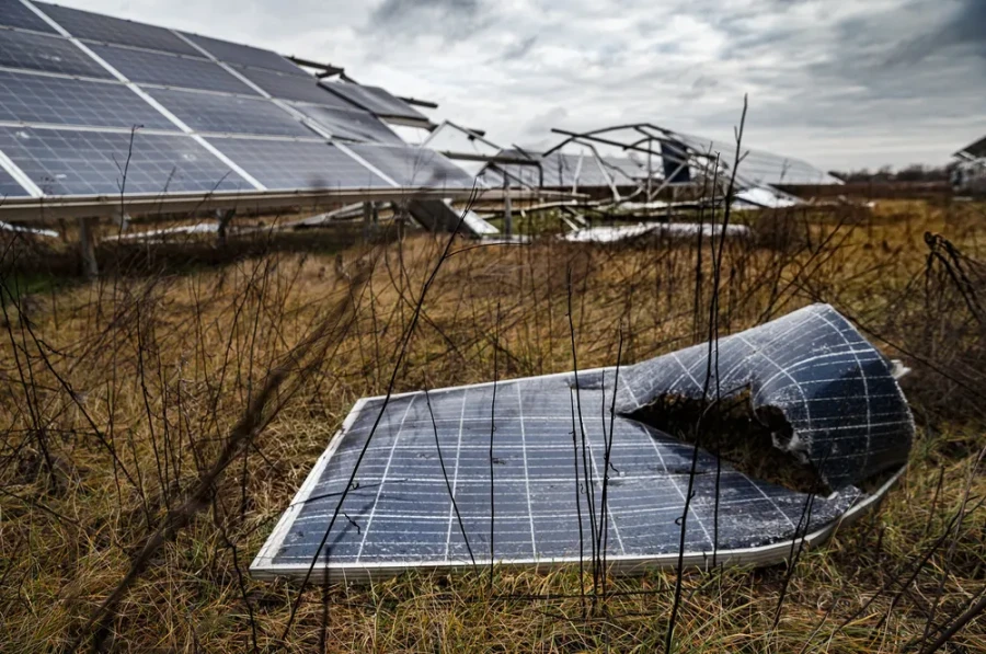 Tryfonivska SPP, solar panels, restoring