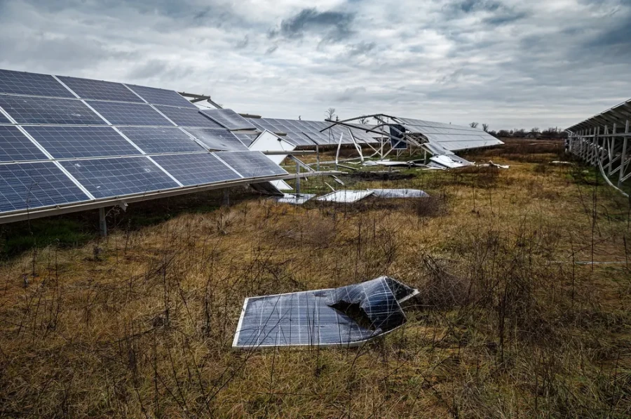 Tryfonivska SPP, solar panels, restoring