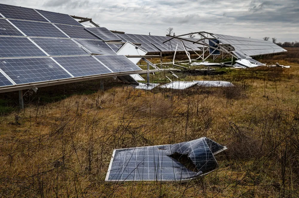 Tryfonivska SPP, solar panels, restoring