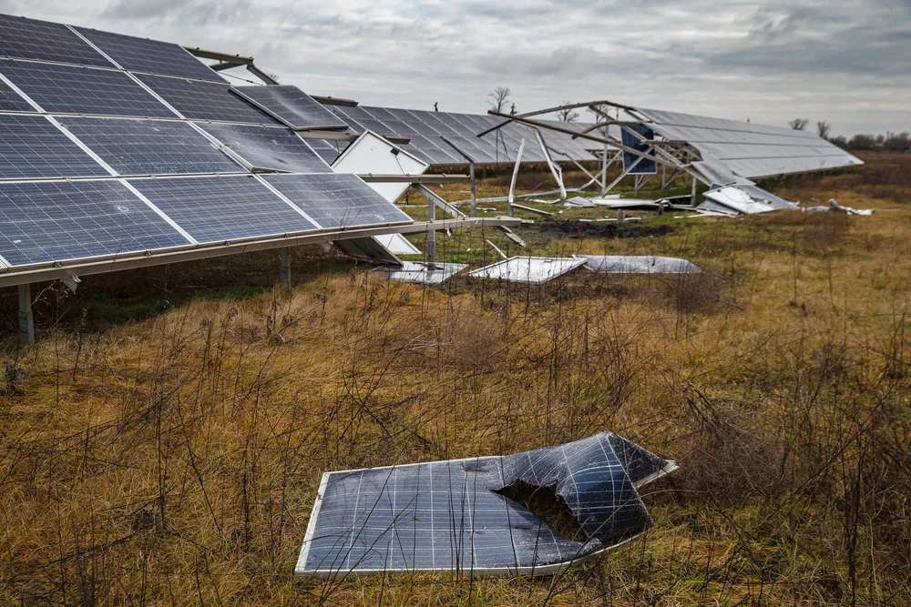 Tryfonivska SPP, solar panels, restoring
