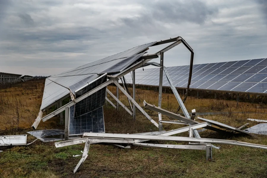 Tryfonivska SPP, solar panels, restoring
