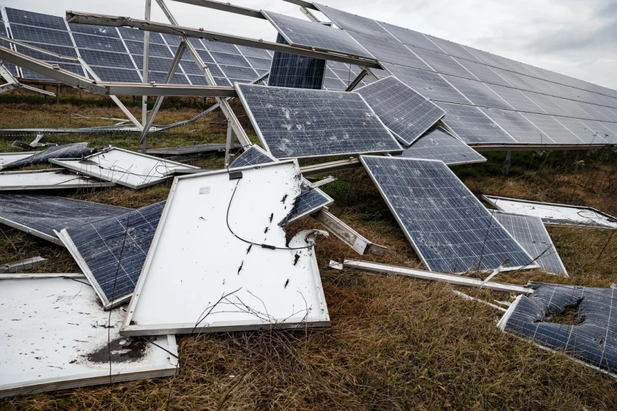 Tryfonivska SPP, solar panels, restoring