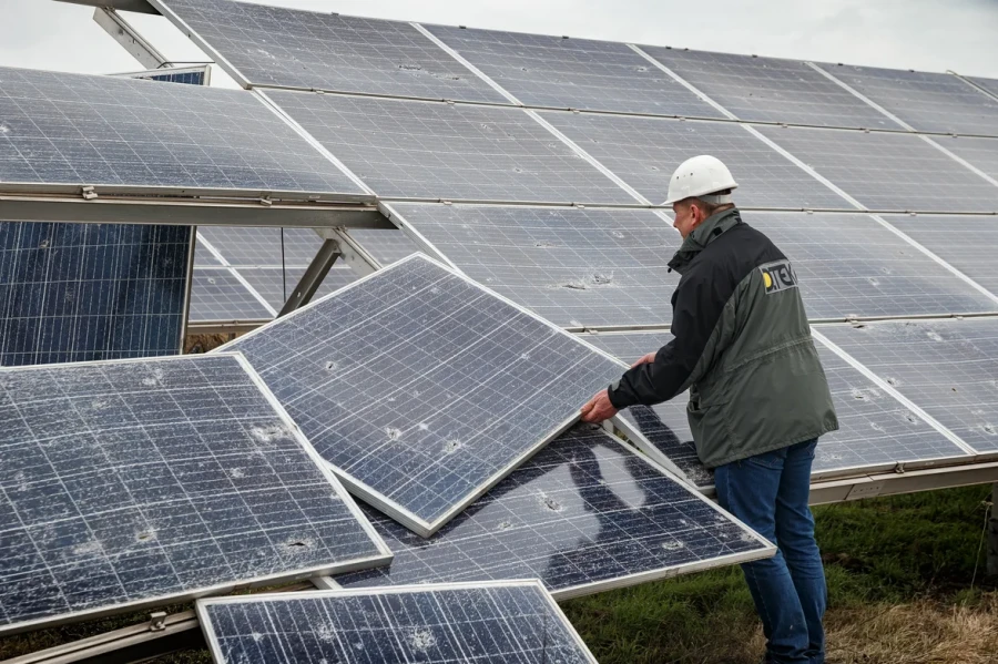 Tryfonivska SPP, solar panels, restoring