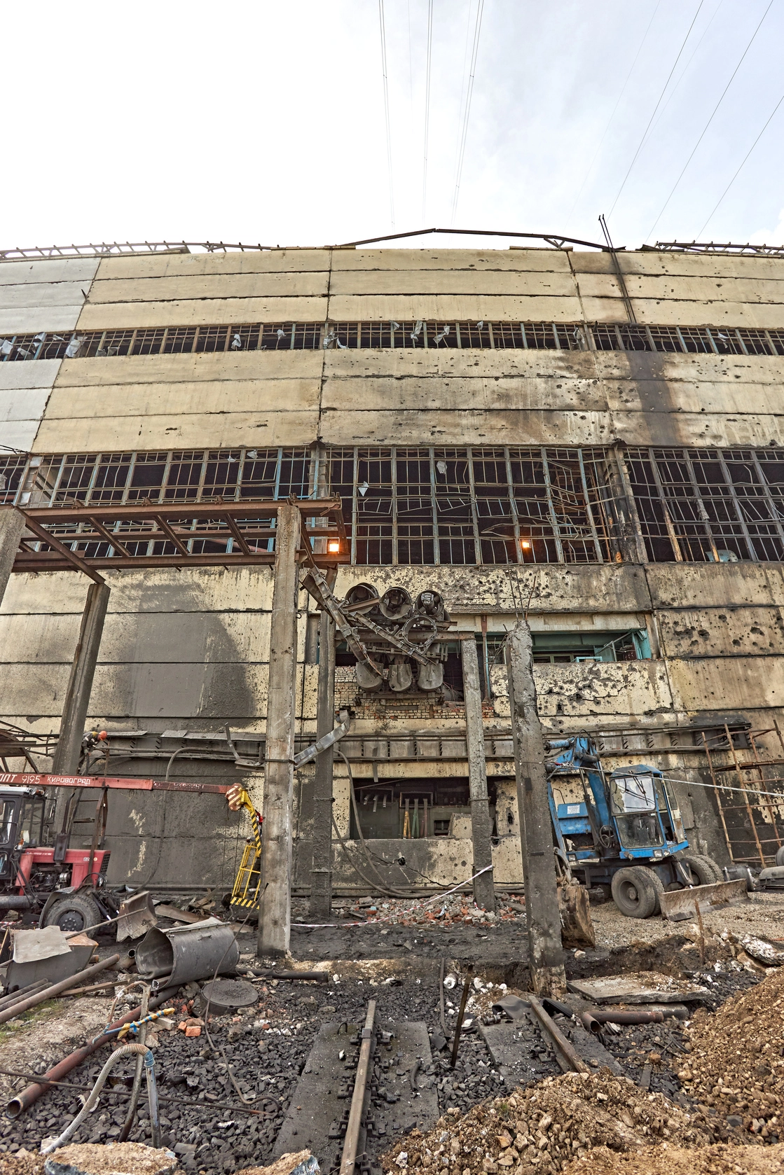 DTEK image of destruction caused by russian attacks against DTEK power station in March 2024. The precise location and date are not disclosed due to security restrictions.