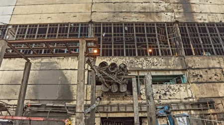 Image library / DTEK image of destruction caused by russian attacks against DTEK power station in March 2024. The precise location and date are not disclosed due to security restrictions.