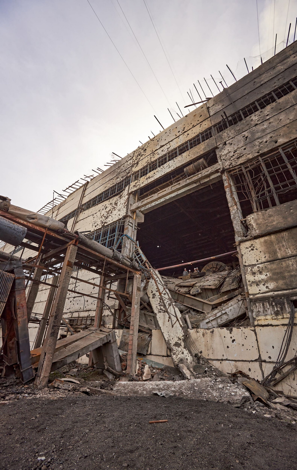 DTEK image of destruction caused by russian attacks against DTEK power station in March 2024. The precise location and date are not disclosed due to security restrictions.