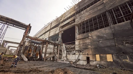 Image library / A DTEK employees work to restore a DTEK power station after russian attacks in March 2024. The precise location and date are not disclosed due to security restrictions.