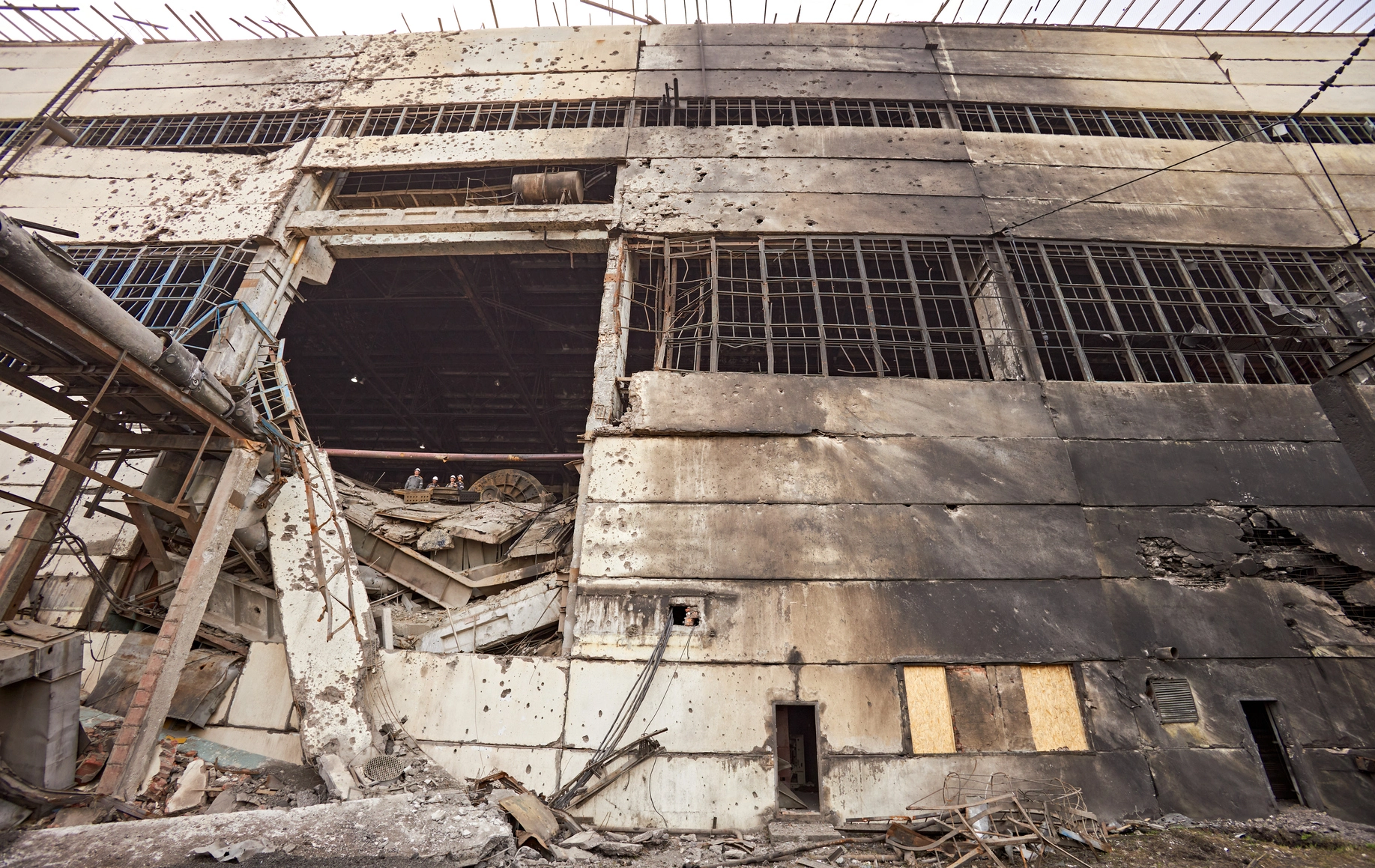 DTEK image of destruction caused by russian attacks against DTEK power station in March 2024. The precise location and date are not disclosed due to security restrictions.
