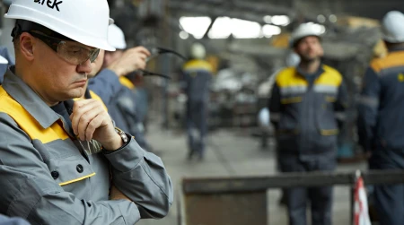 Image library / DTEK CEO Maxim Timchenko inspects damage at a DTEK power station after russian attacks in March 2024. The precise location and date are not disclosed due to security restrictions.