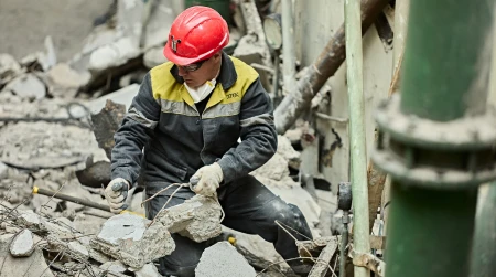 Image library / DTEK power engineer after another russian attack on thermal power plant, spring 2024