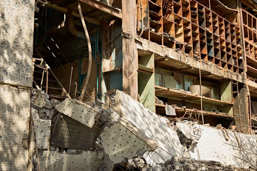 Damage at one of DTEK thermal power plant following a russian assault, spring 2024. The precise location and date are not disclosed due to security restrictions