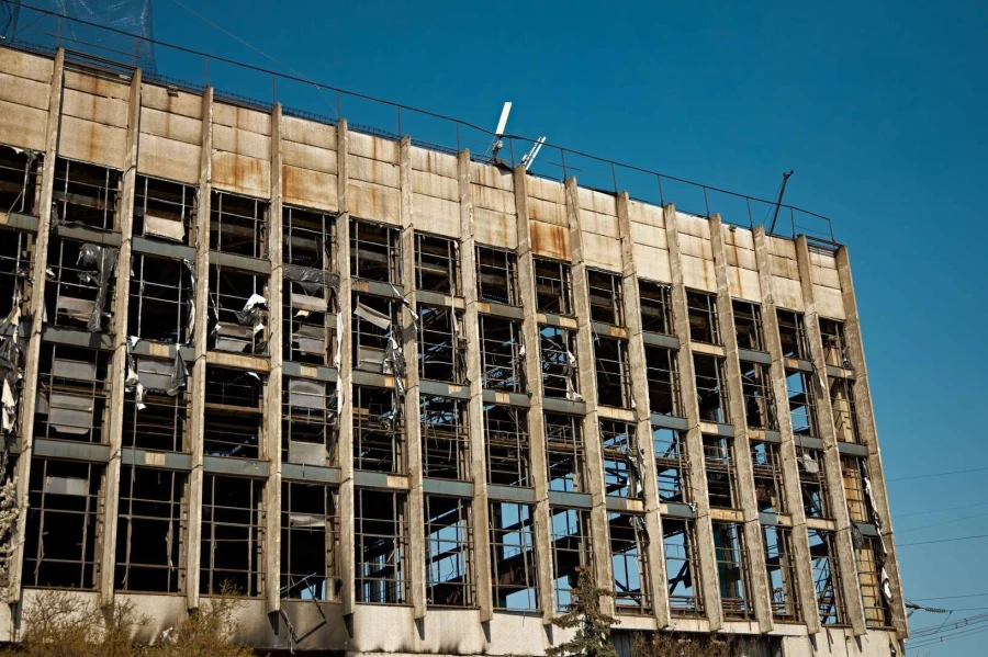Damage at one of DTEK thermal power plant following a russian assault, spring 2024. The precise location and date are not disclosed due to security restrictions