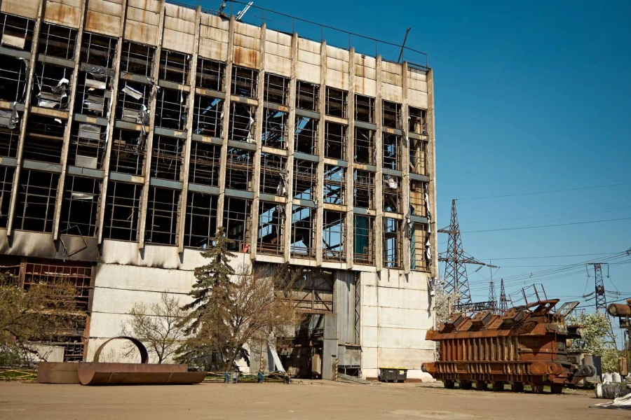 Damage at one of DTEK thermal power plant following a russian assault, spring 2024. The precise location and date are not disclosed due to security restrictions