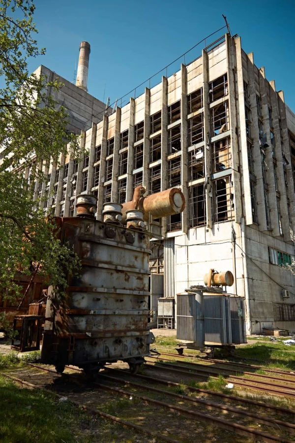 Damage at one of DTEK thermal power plant following a russian assault, spring 2024. The precise location and date are not disclosed due to security restrictions