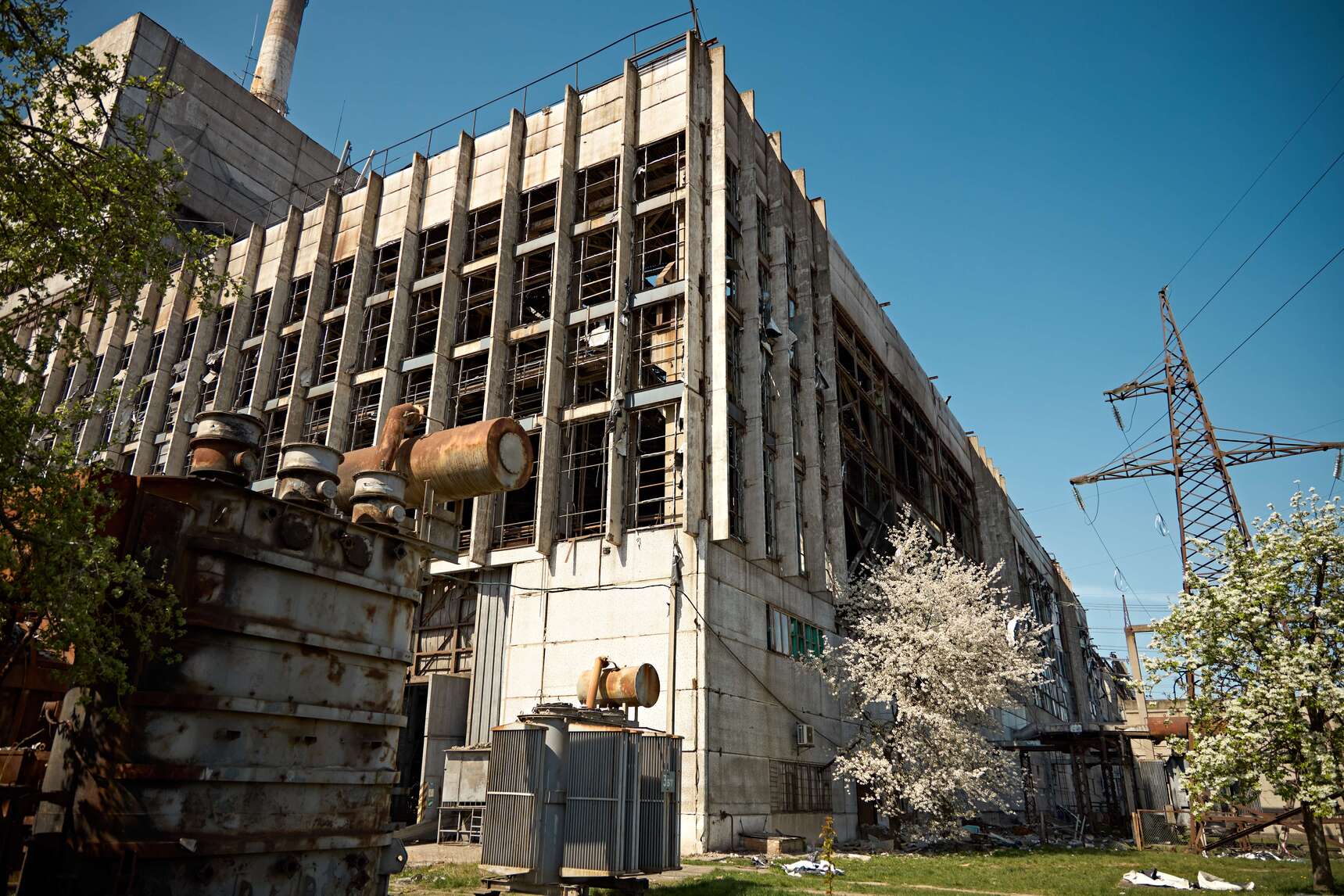 Damage at one of DTEK thermal power plant following a russian assault, spring 2024. The precise location and date are not disclosed due to security restrictions