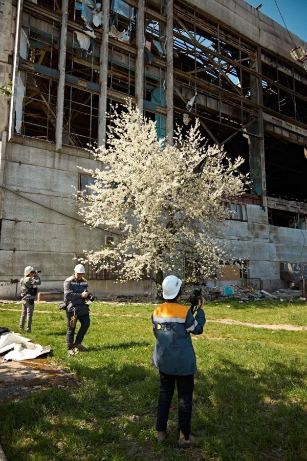 Damage at one of DTEK thermal power plant following a russian assault, spring 2024. The precise location and date are not disclosed due to security restrictions