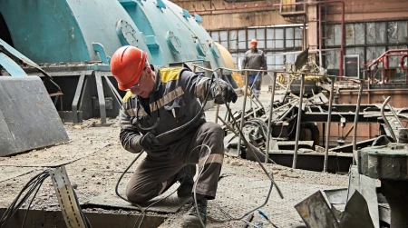 Image library / DTEK power engineer works to restore DTEK's thermal power plant after russian attack