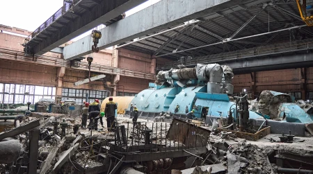 Image library / Engineers of DTEK's thermal power plant clear debris and eliminate the consequences of russian massive attacks