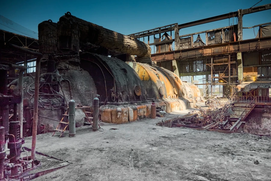 Damage at one of DTEK thermal power plant following a russian assault, spring 2024. The precise location and date are not disclosed due to security restrictions