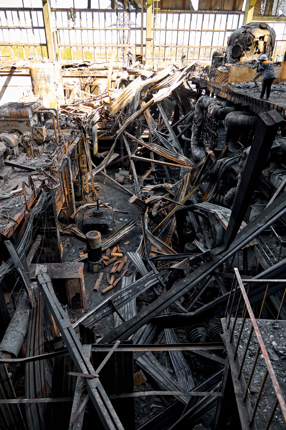 Damage at one of DTEK thermal power plant following a russian assault, spring 2024. The precise location and date are not disclosed due to security restrictions