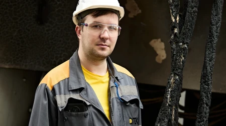 Image library / An employee of one of DTEK's thermal power plants that was damaged by a russian attack