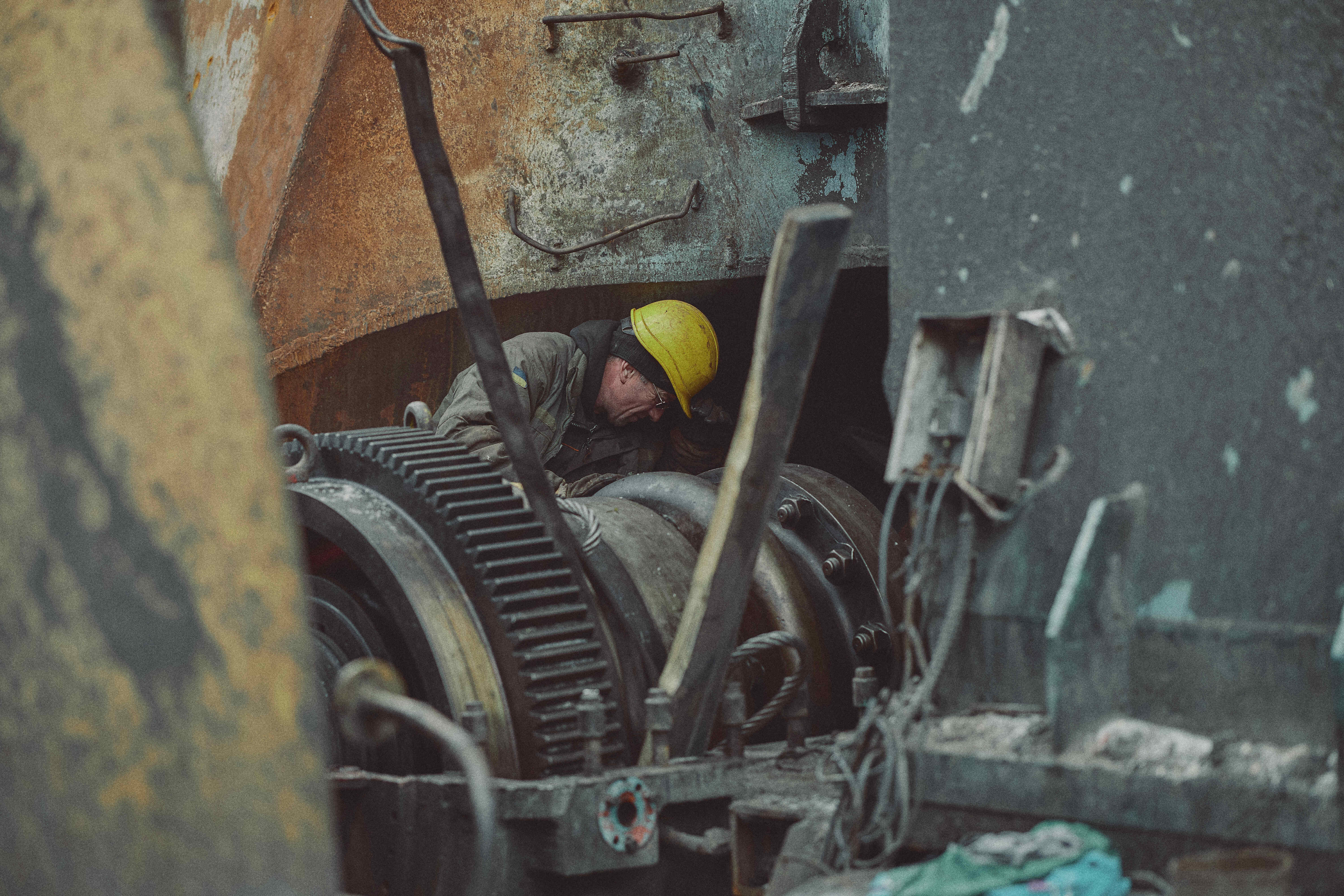 DTEK energy worker conducts repairs to restore damaged thermal power plant