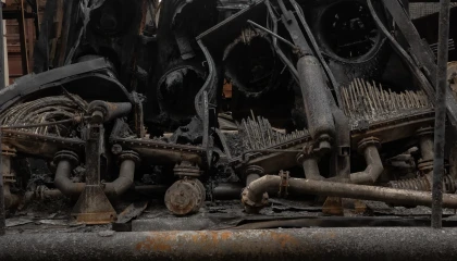 Associated Press and Reuters report from a damaged DTEK power plant