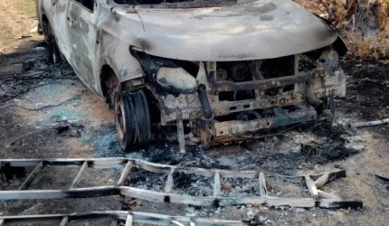DTEK crews narrowly escaped harm before this truck was completely destroyed by russian drone attack