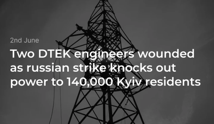 Two DTEK engineers wounded as russian strike knocks out power to 140,000 Kyiv residents